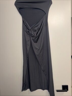 Women's Charcoal Gray Twist-Front Maxi Dress